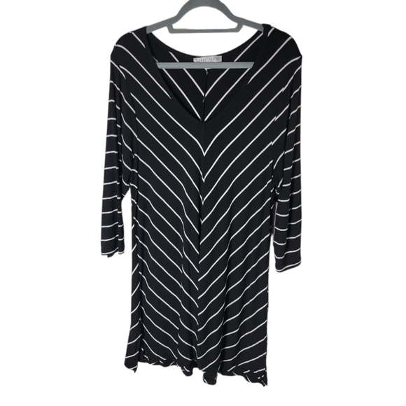 Larry Levine high low v neck stripe tunic top size 2X - Picture 1 of 6